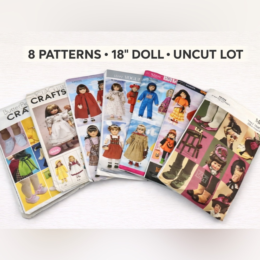 18” Doll Clothes Sewing Patterns Lot Butterick McCalls Vogue UNCUT